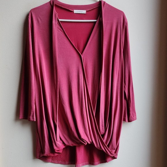 Cherish Mauve V-Neck Draped Jersey Size Medium - Picture 6 of 13